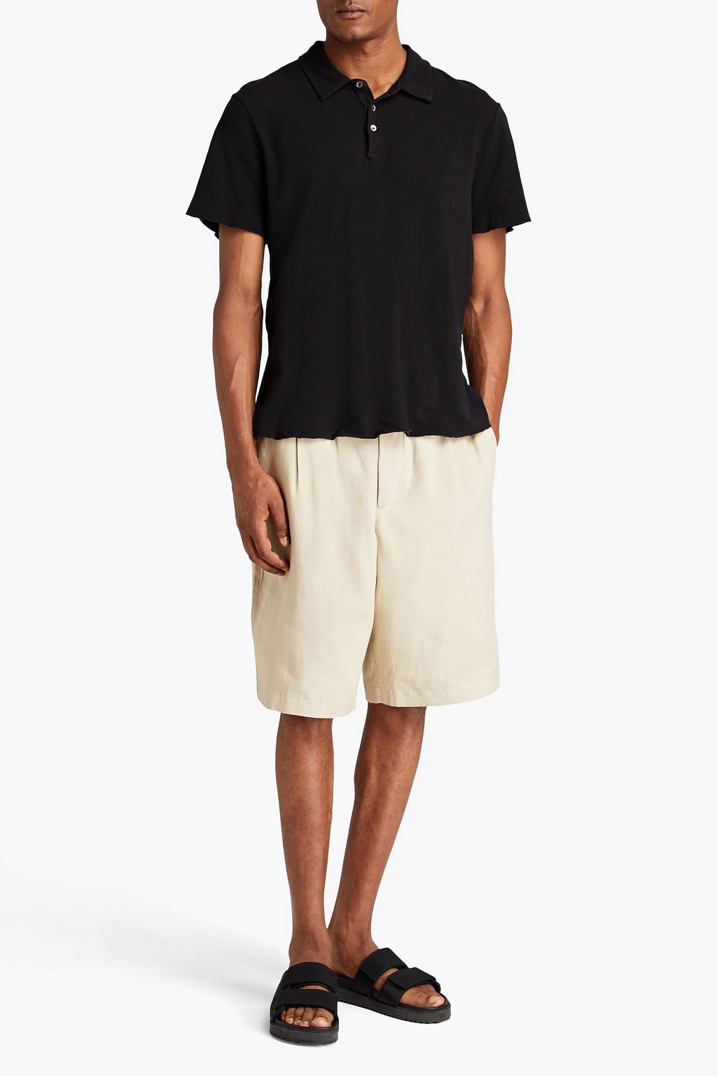JAMES PERSE Brushed cotton-blend polo shirt