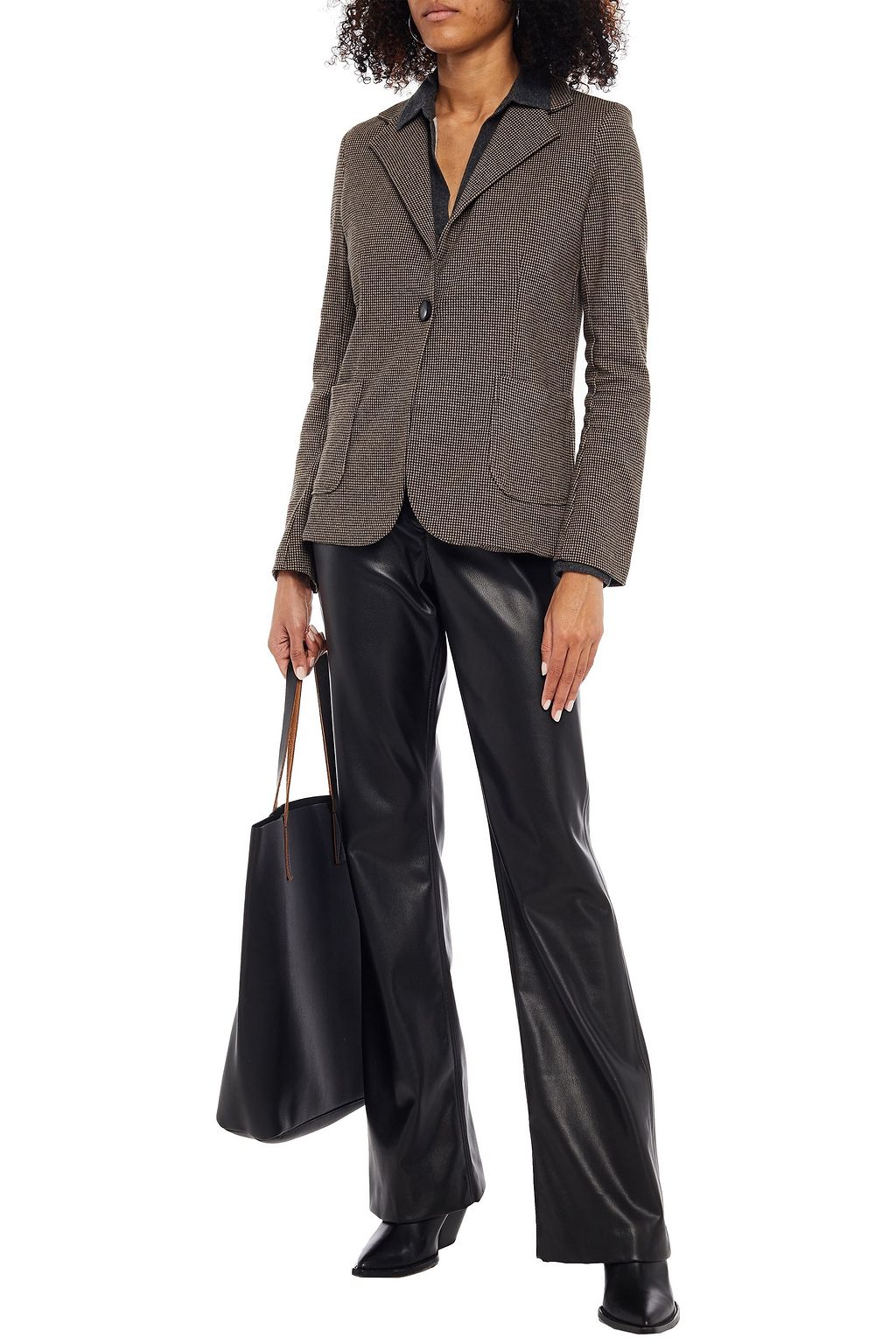 MAJESTIC FILATURES Houndstooth cotton-jersey blazer