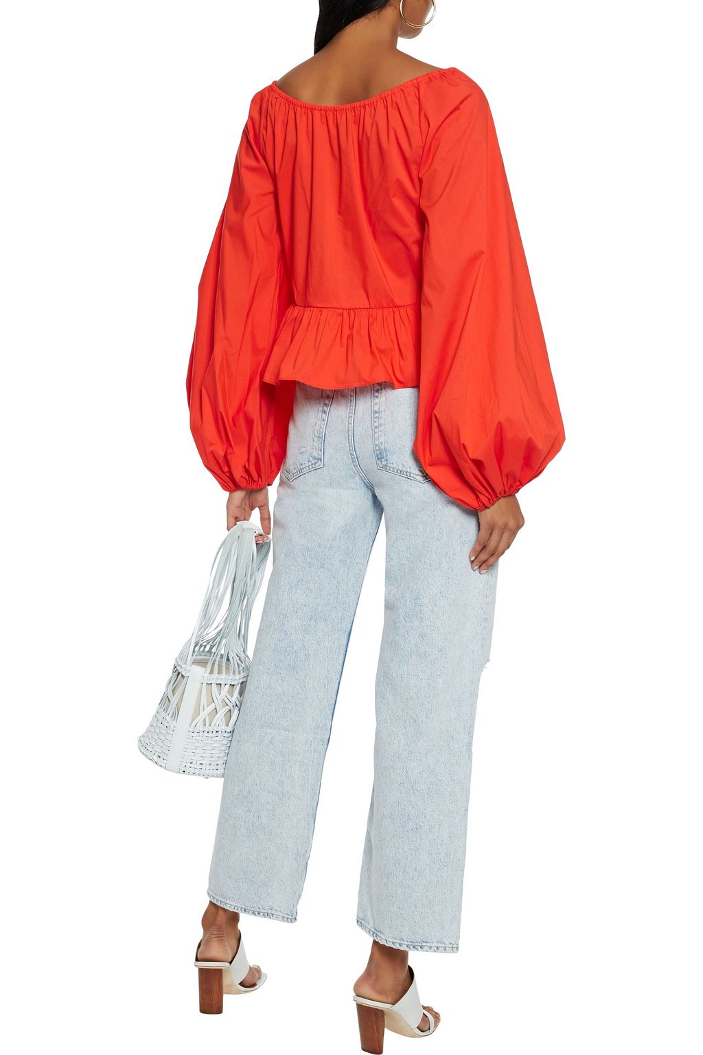 CAROLINE CONSTAS Onira twist-front cotton-blend poplin top