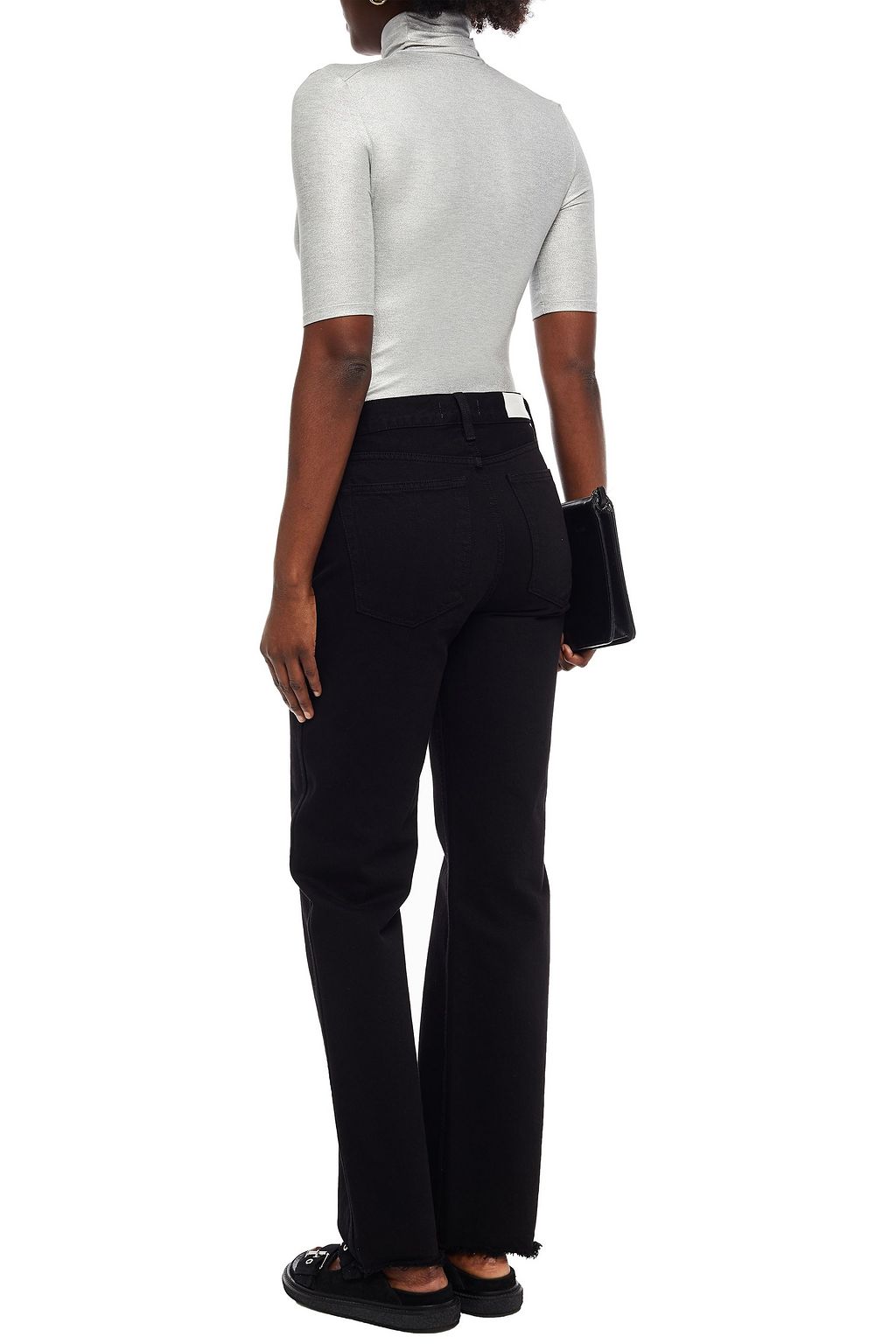 MAJESTIC FILATURES Metallic stretch-jersey turtleneck top