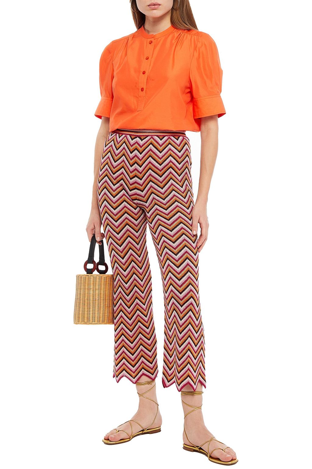 M MISSONI Metallic crochet-knit straight-leg pants