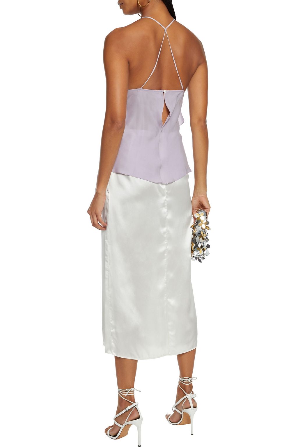 ROLAND MOURET Zenna draped silk-chiffon top