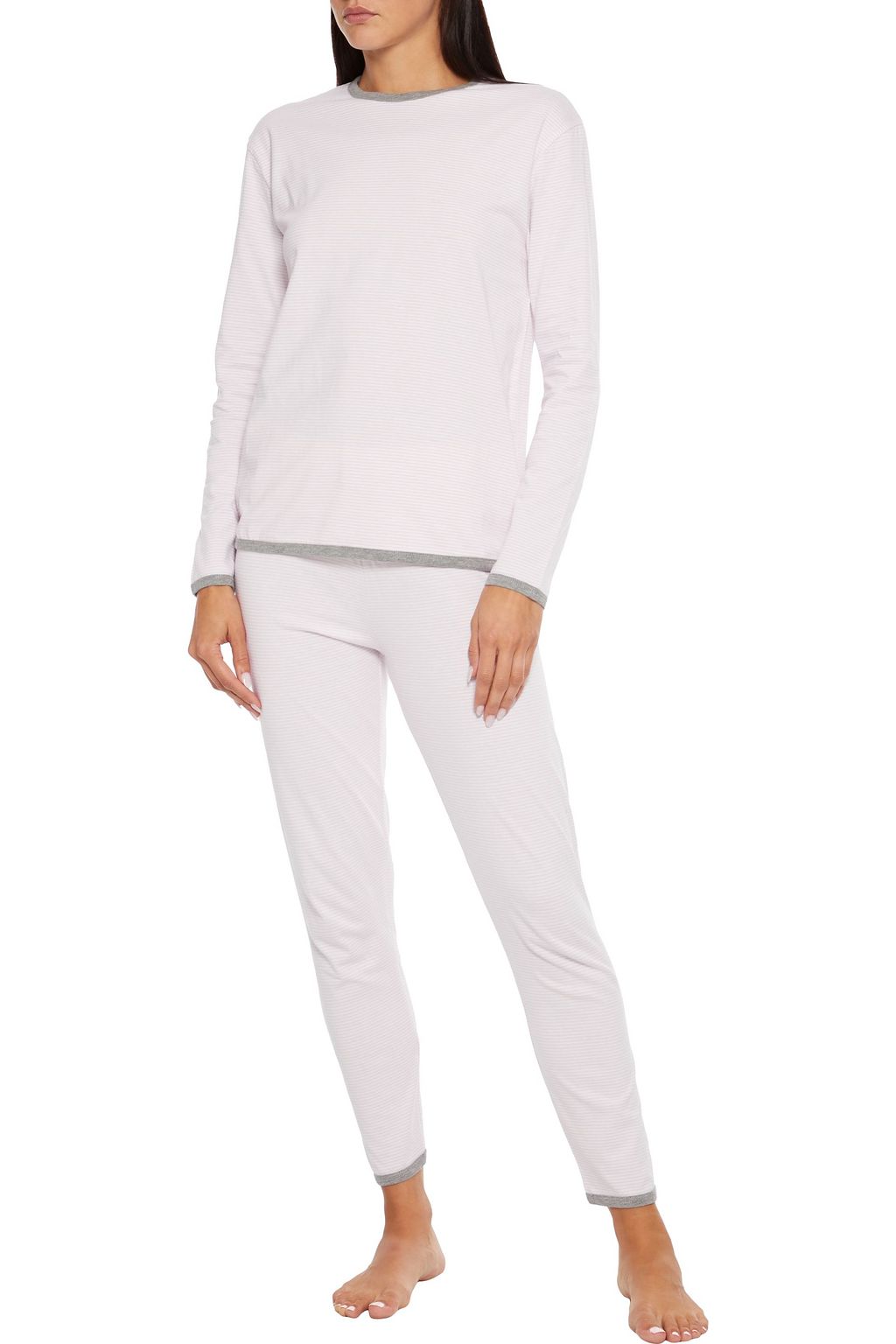 SLEEPY JONES Brigitte striped cotton-jersey pajama top
