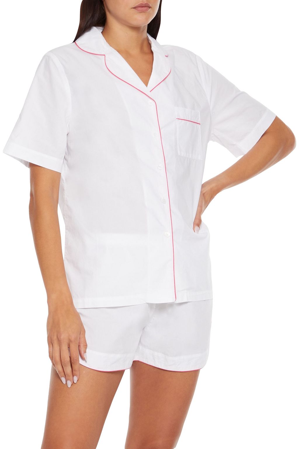 CHINTI & PARKER Neon-trimmed cotton-poplin pajama set