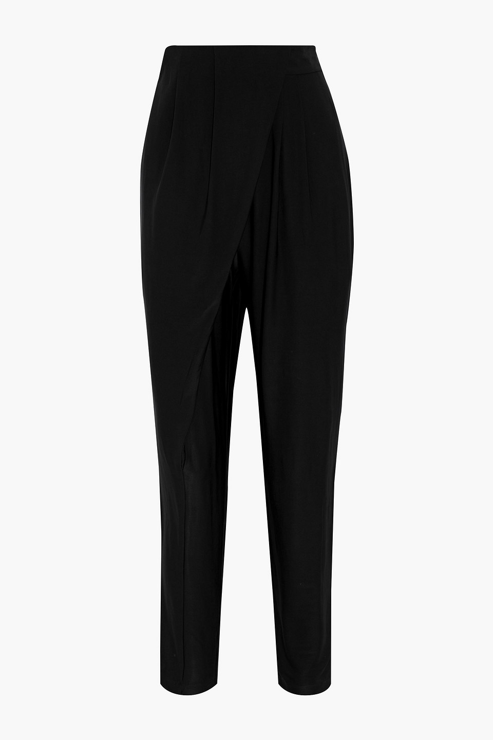 ronny kobo - phyllis wrap-effect stretch-jersey tapered pants - black - s