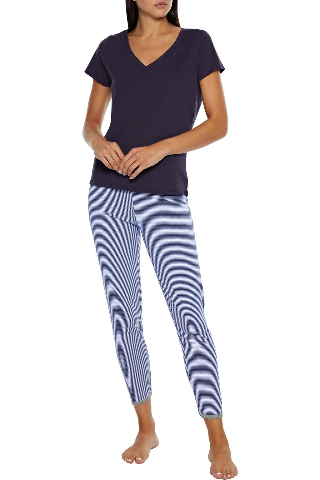 SLEEPY JONES Striped cottonjersey pajama pants THE