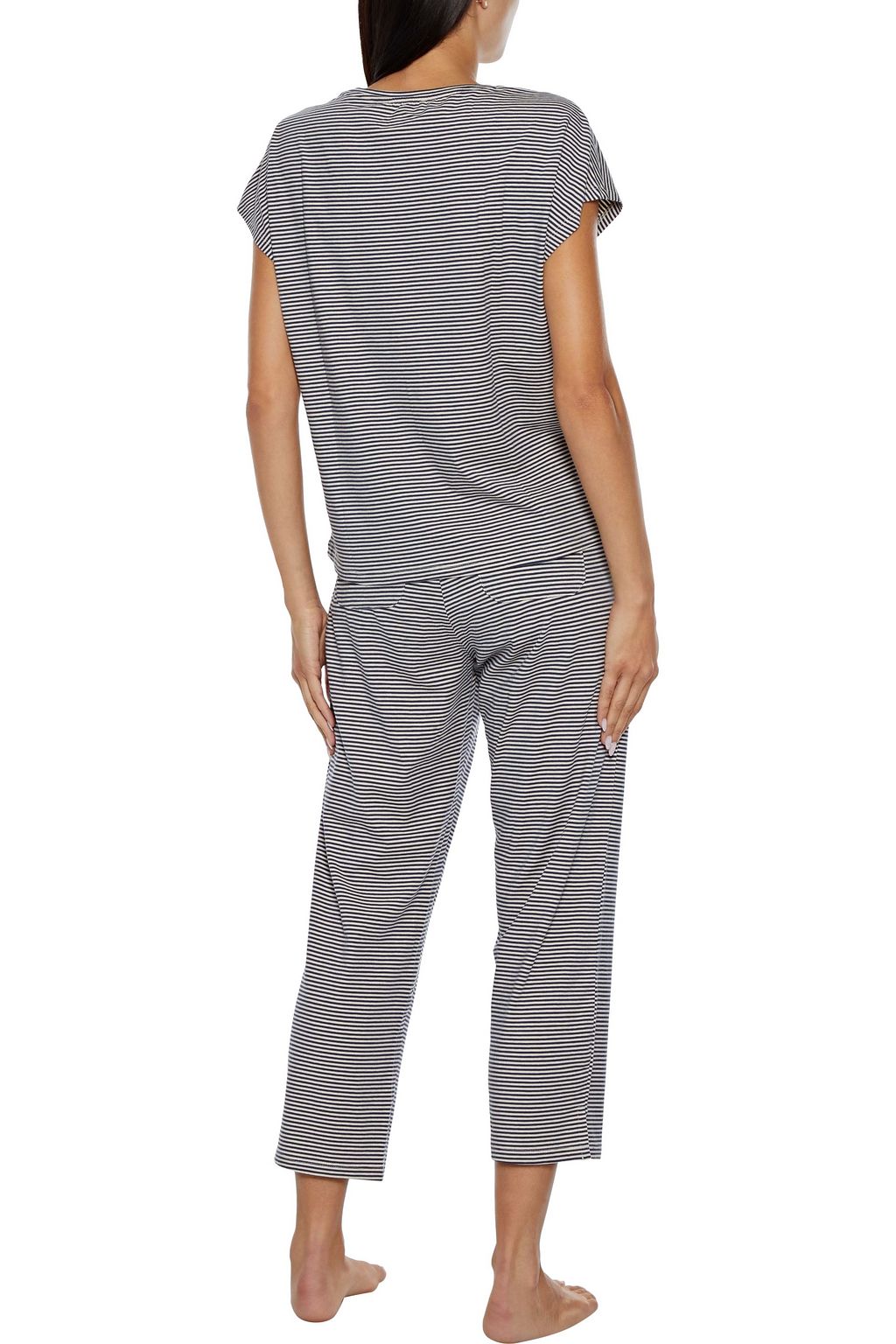 NATURAL COMFORTS Striped organic stretch-cotton jersey pajama pants