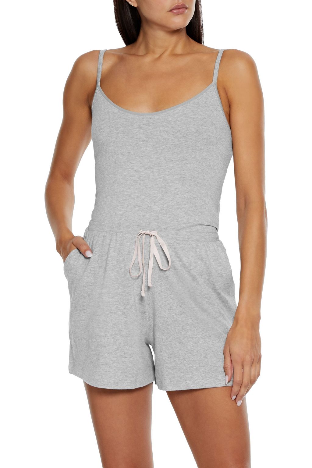 NATURAL COMFORTS Mélange organic cotton-jersey pajama shorts