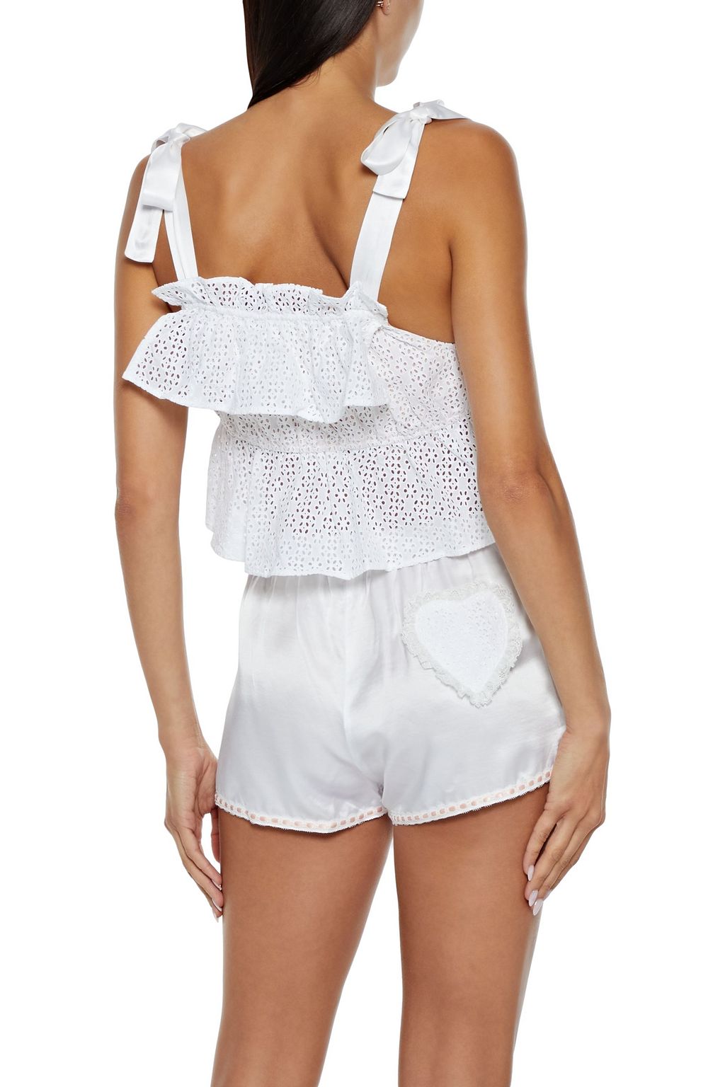 MORGAN LANE Cici satin-trimmed broderie anglaise cotton pajama top