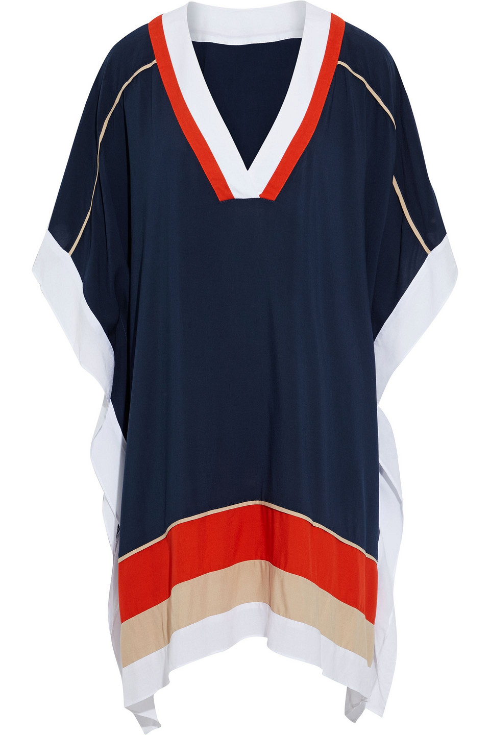 Jets Australia By Jessika Allen Woman Color-block Voile Kaftan Midnight Blue Size S/M