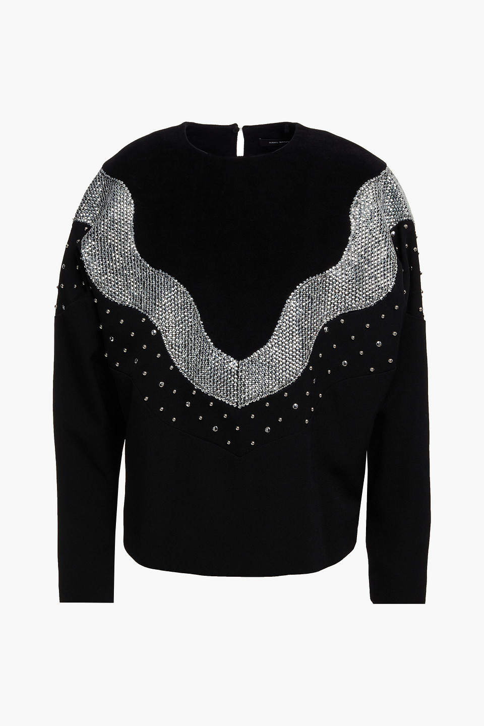 Isabel Marant Valia Embellished Felt And Twill Top In Black