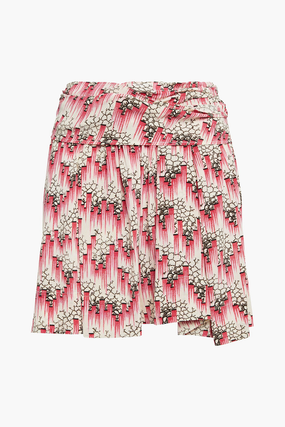 Isabel Marant Roxana Draped Printed Stretch-silk Mini Skirt In Pink