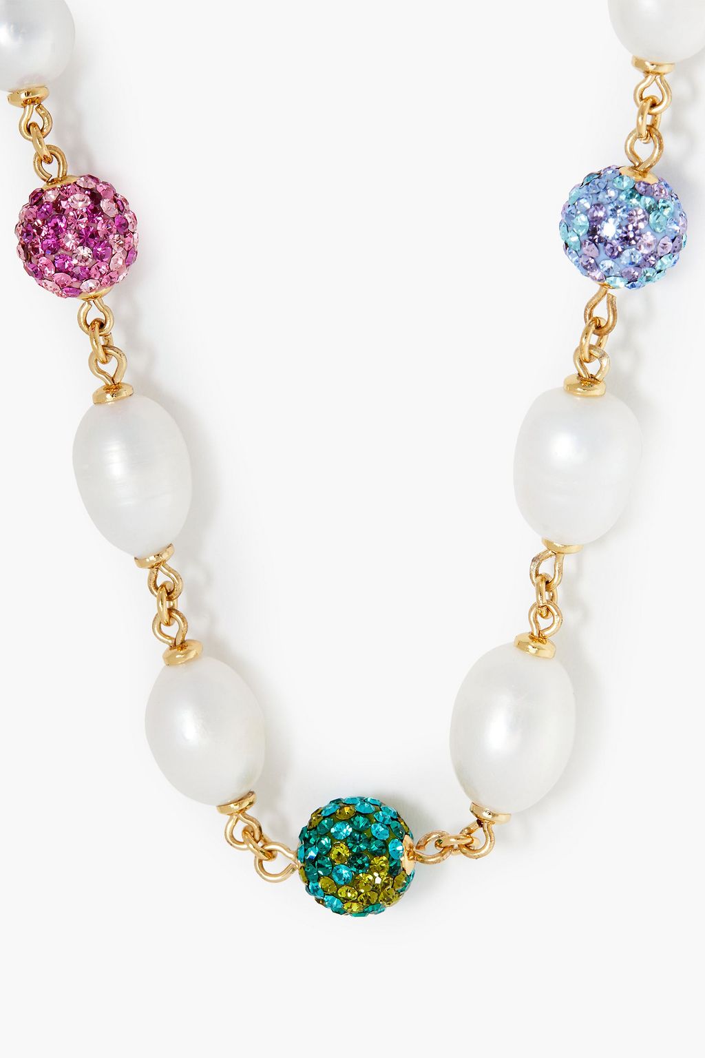 KATE SPADE NEW YORK Goldfarbene Kette mit Kristallen und Perlen