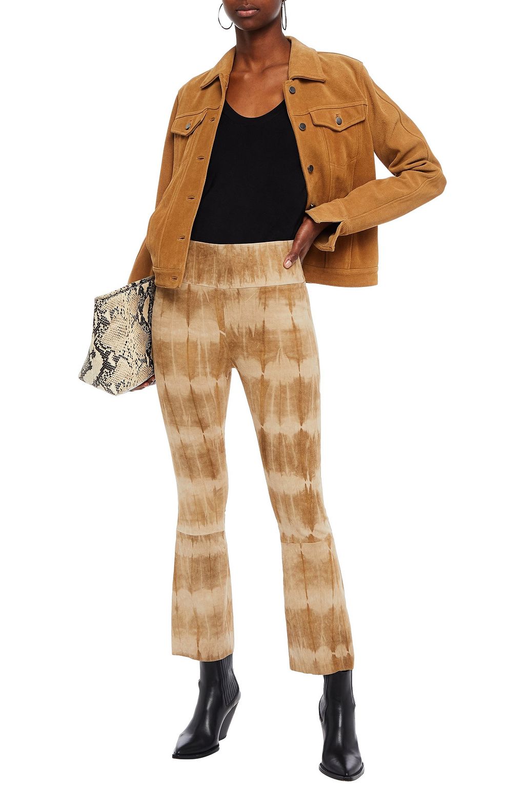 SPRWMN Tie-dyed suede kick-flare pants