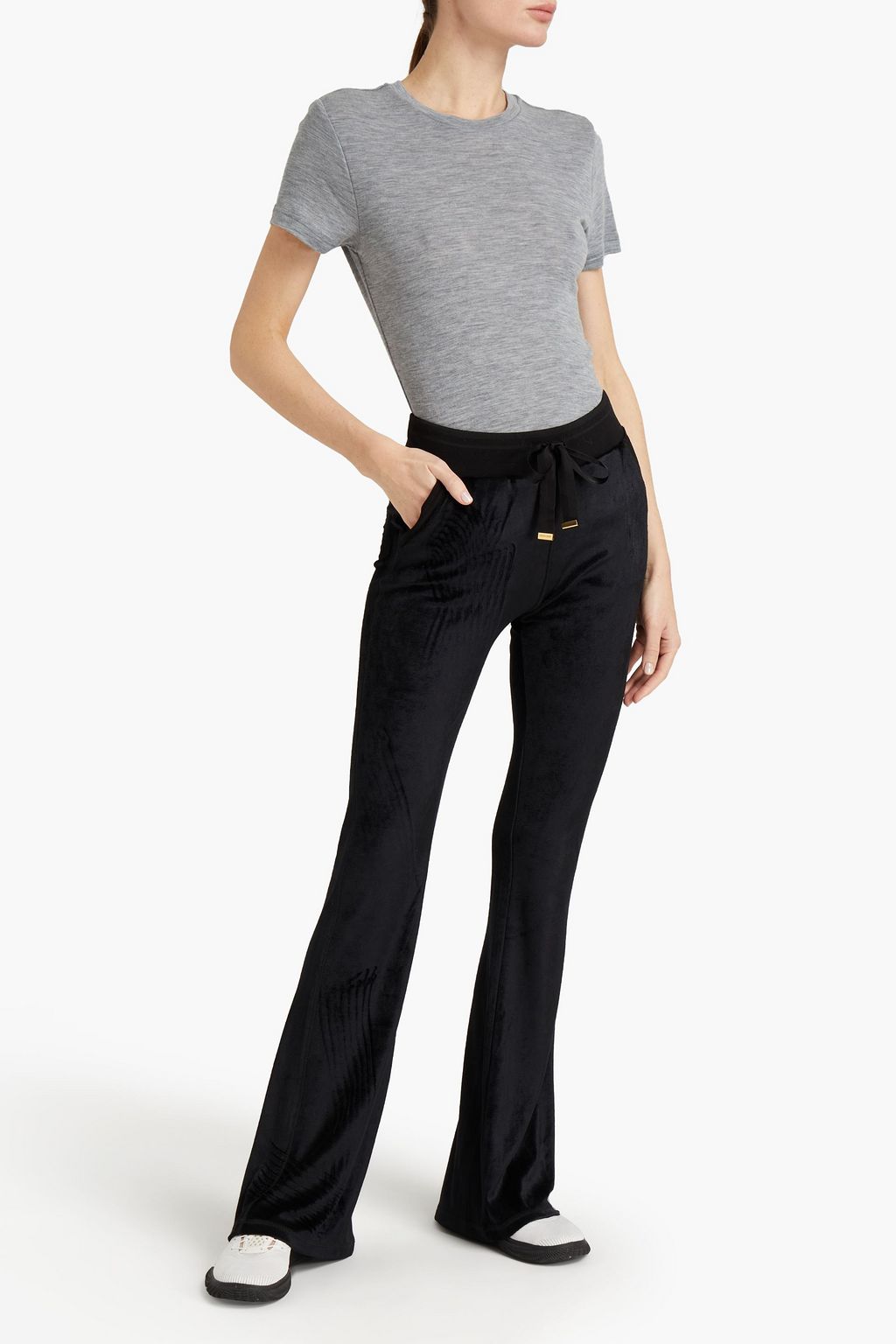 ROBERTO CAVALLI Embroidered velour flared pants