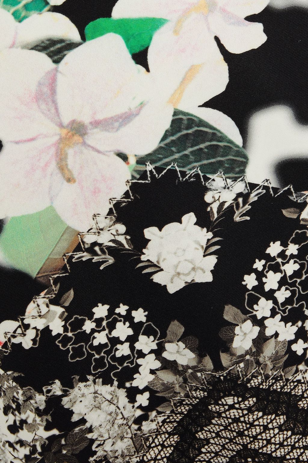 ROBERTO CAVALLI Cutout floral-print stretch-jersey top