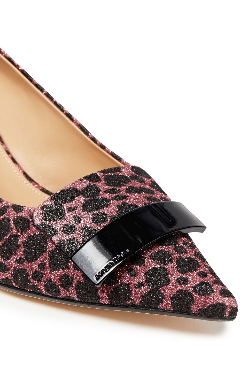 SERGIO ROSSI sr1 glittered leopard-print cotton-blend pumps