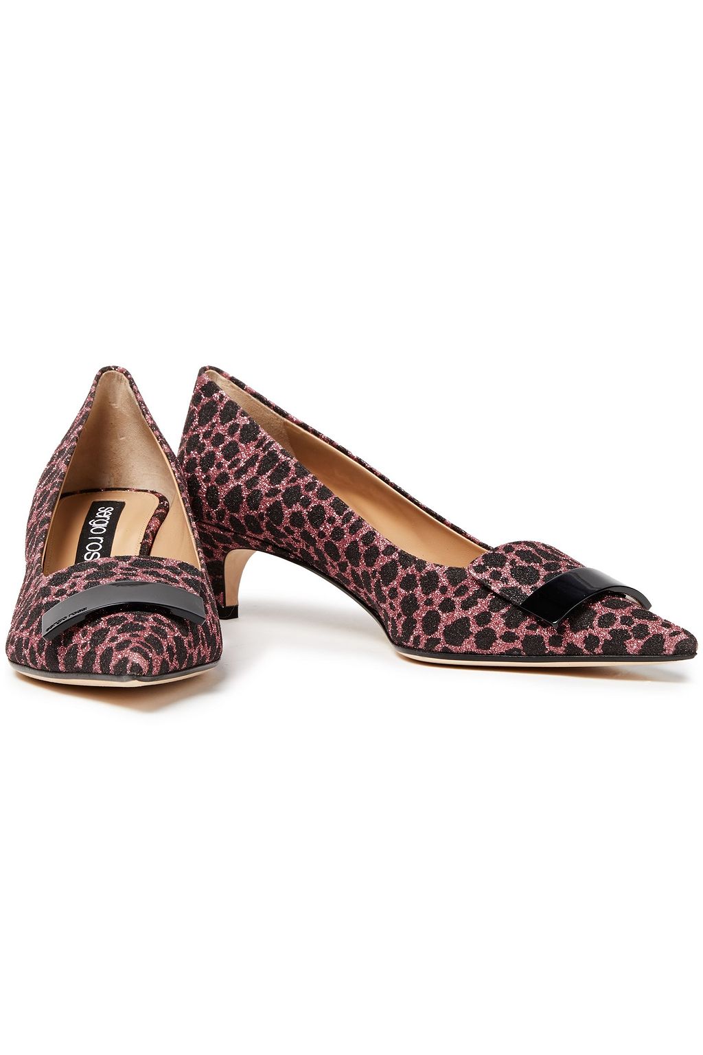 SERGIO ROSSI sr1 glittered leopard-print cotton-blend pumps