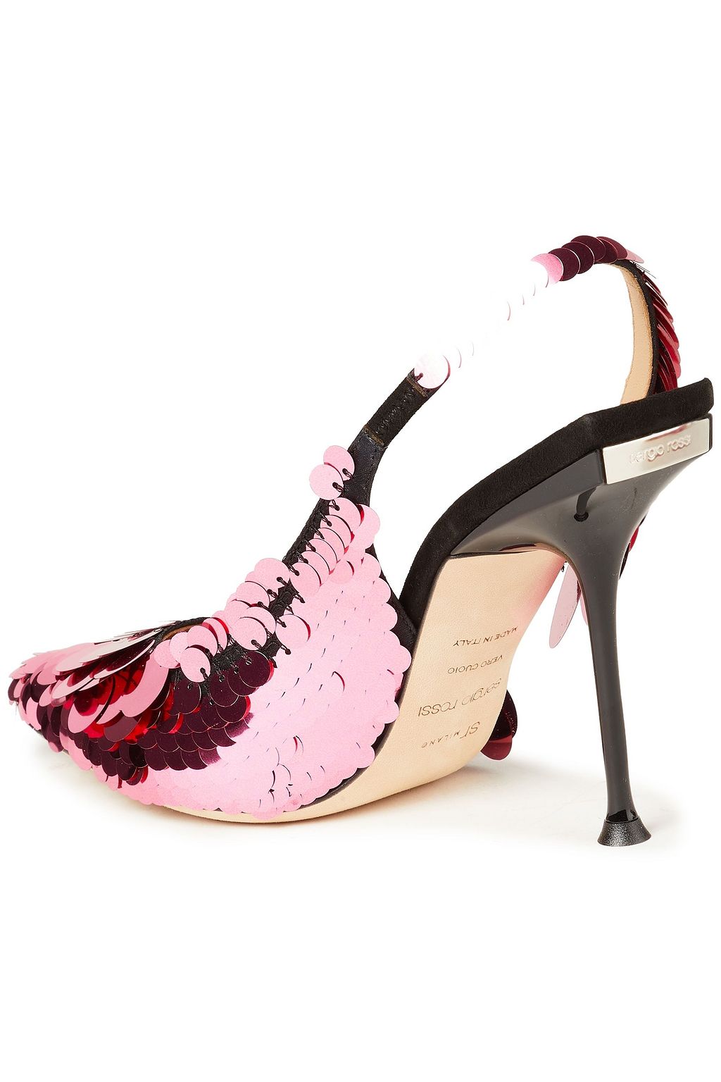 SERGIO ROSSI Sequined leather slingback pumps