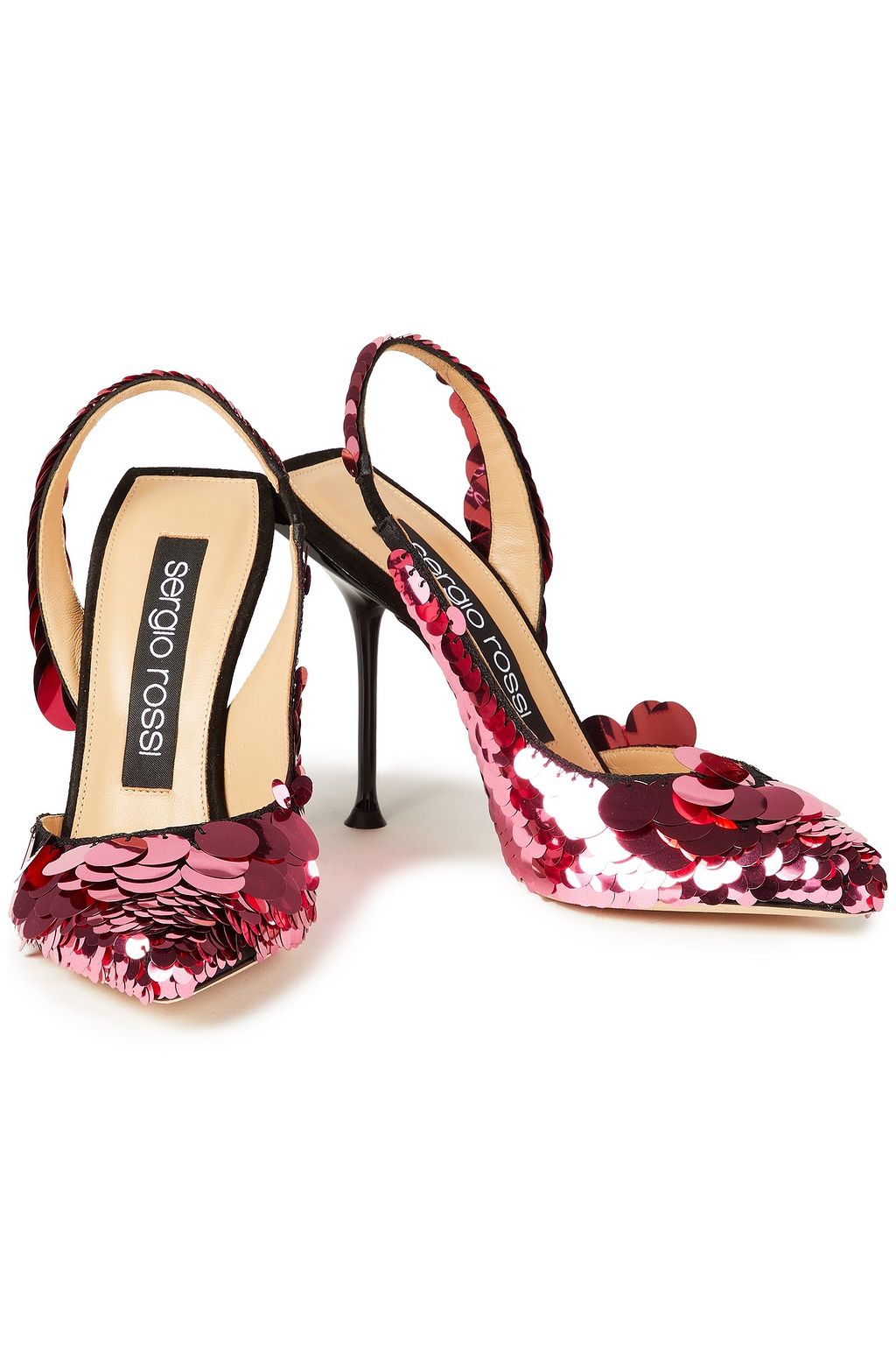 SERGIO ROSSI Sequined leather slingback pumps