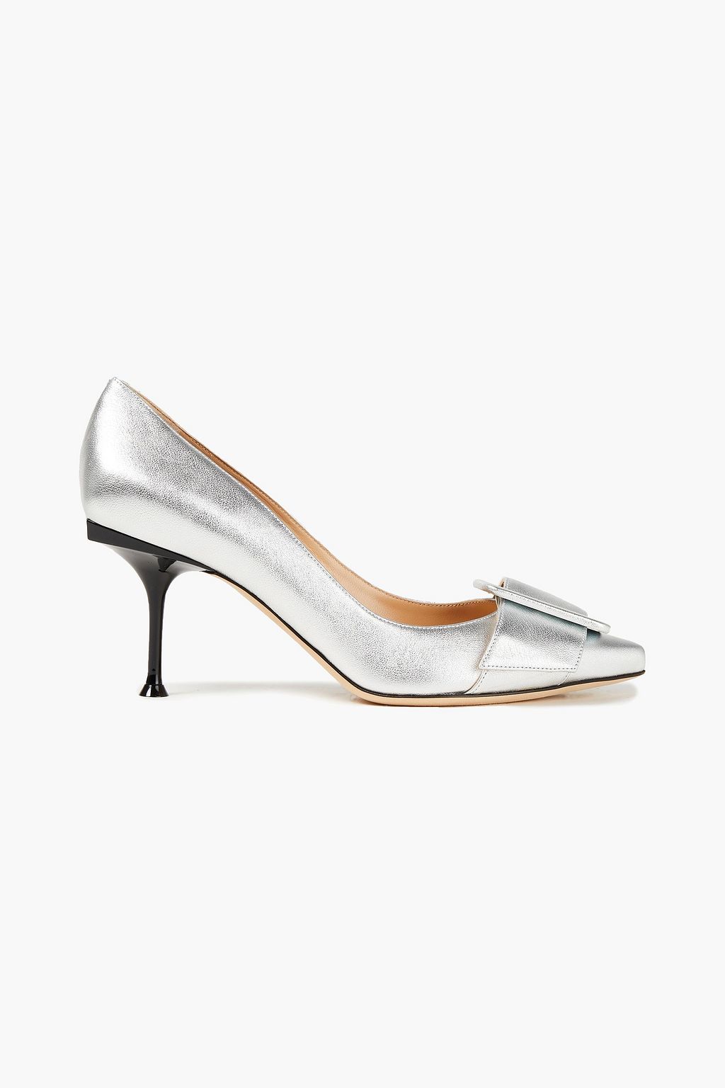 Silver Buckle-embellished metallic 