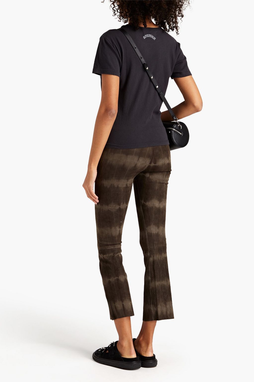 SPRWMN Tie-dyed suede kick-flare pants