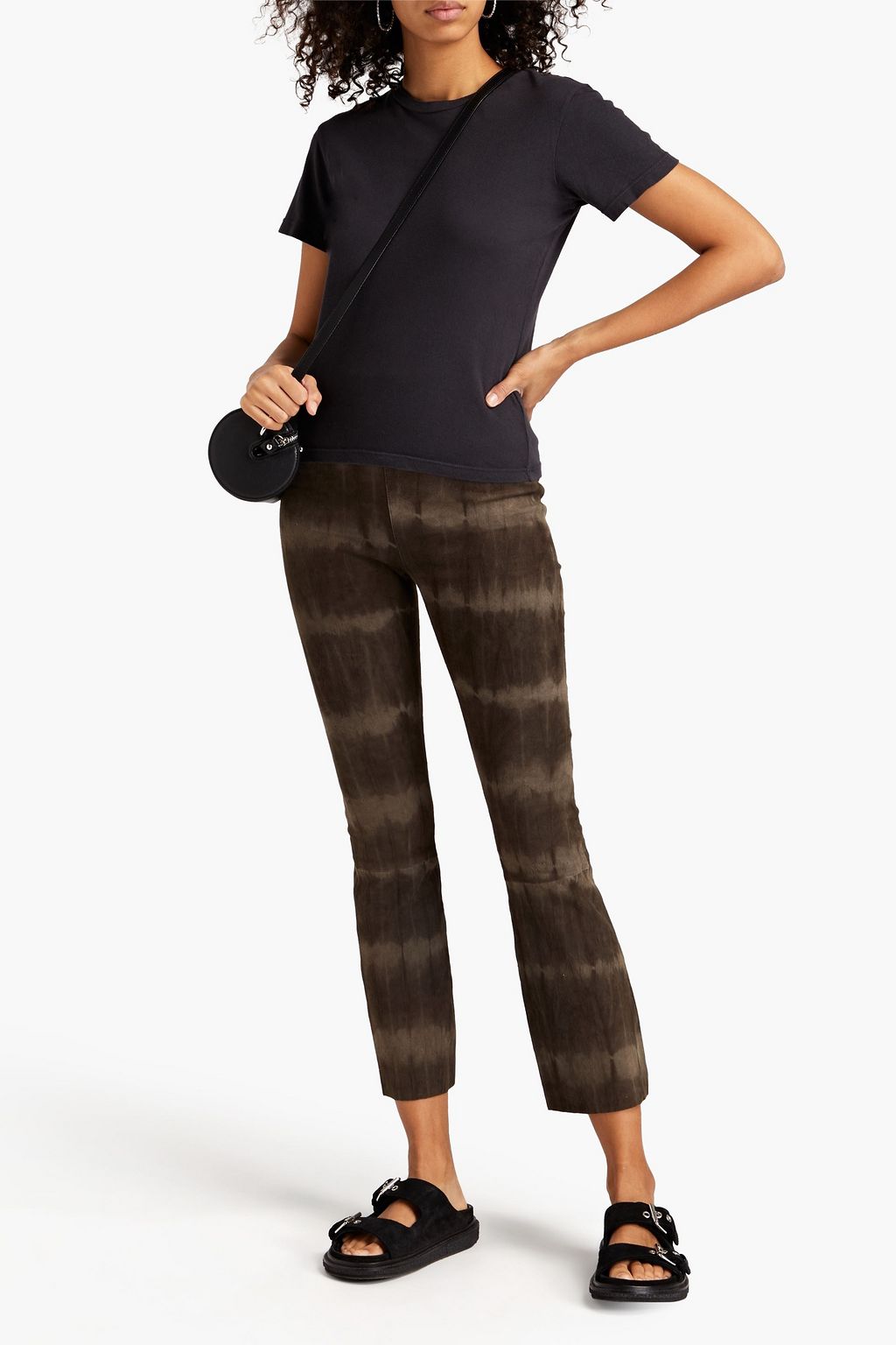 SPRWMN Tie-dyed suede kick-flare pants