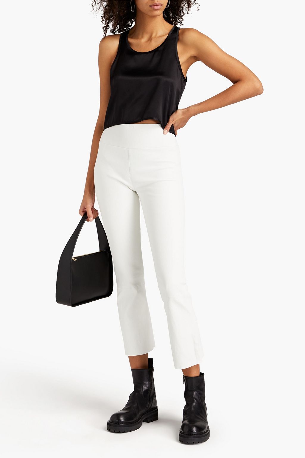 SPRWMN Cropped leather flared leggings