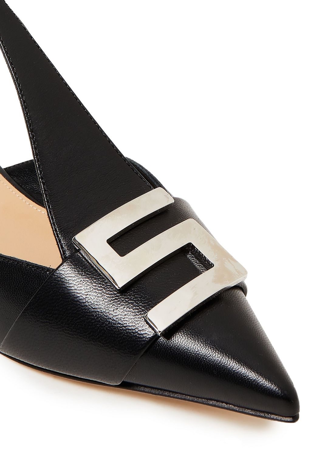 SERGIO ROSSI Embellished leather point-toe flats