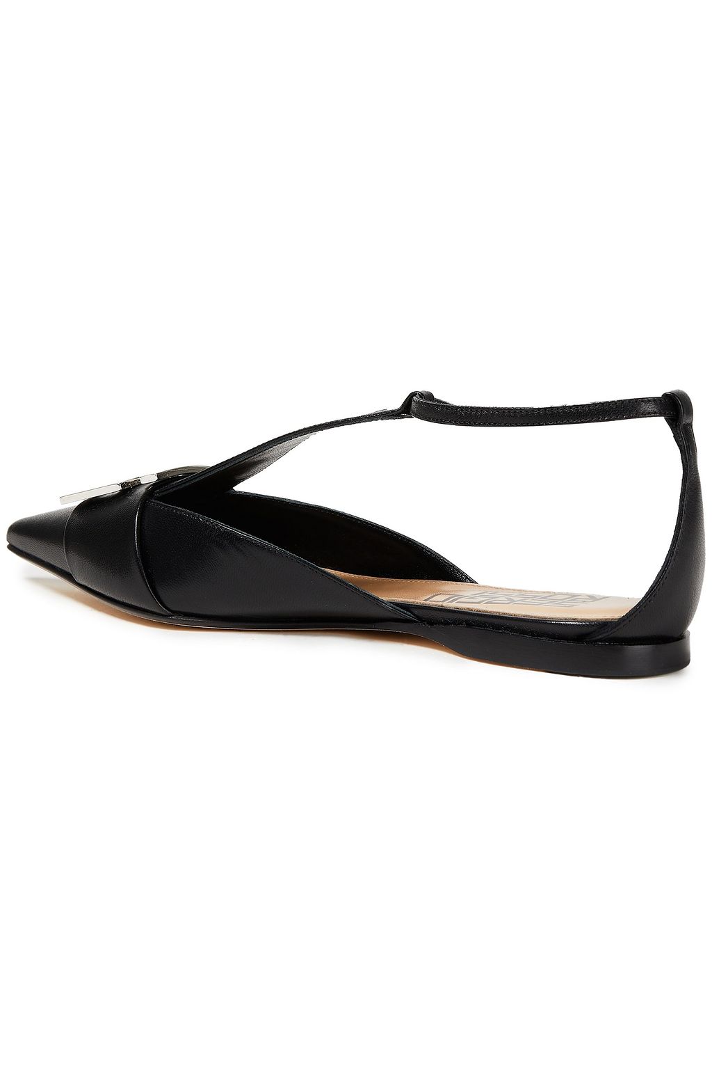 SERGIO ROSSI Embellished leather point-toe flats
