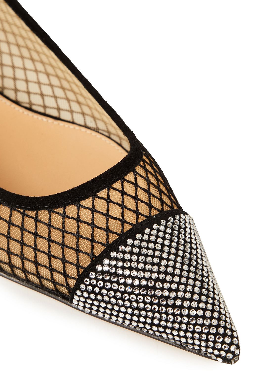 SERGIO ROSSI Embellished mesh point-toe flats