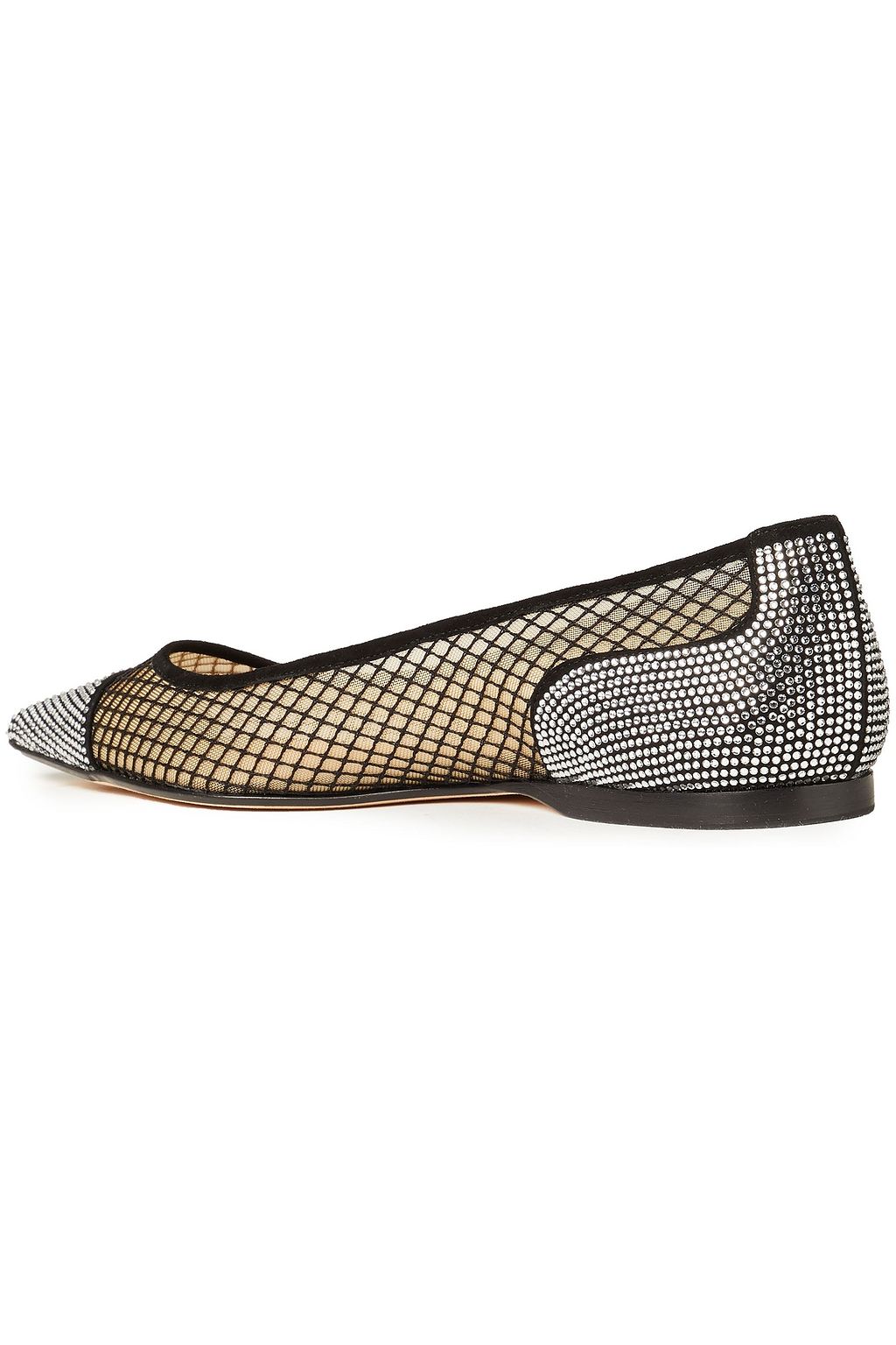 SERGIO ROSSI Embellished mesh point-toe flats