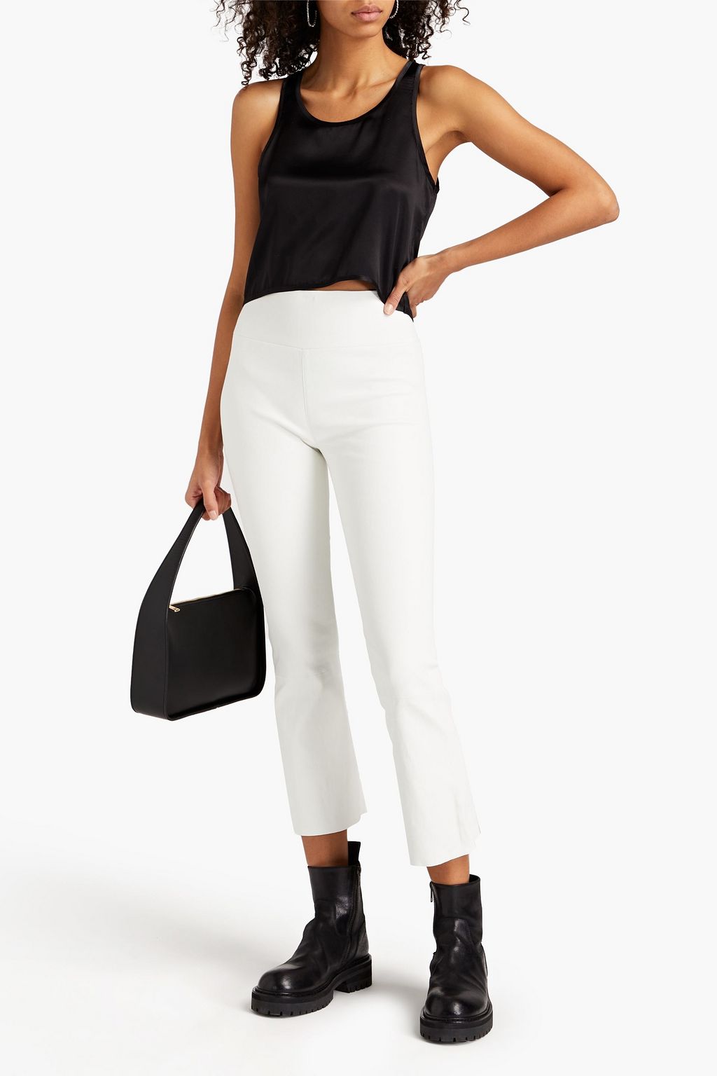 SPRWMN Cropped silk-satin tank