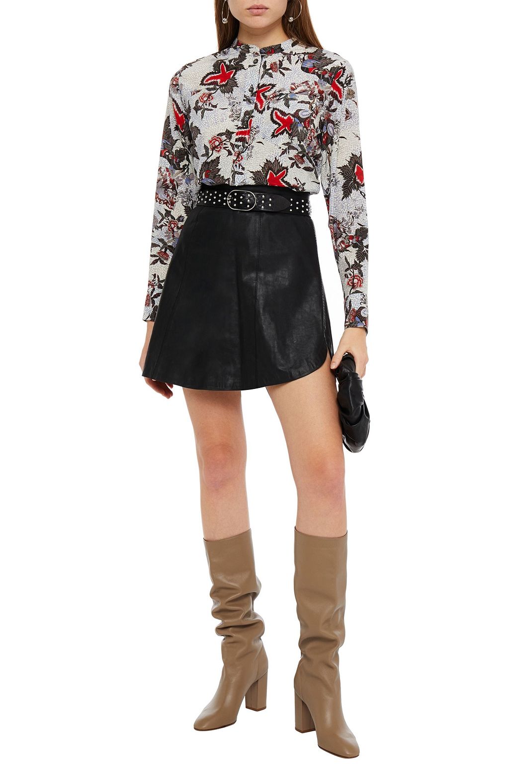 ISABEL MARANT Bady whipstitched leather mini skirt