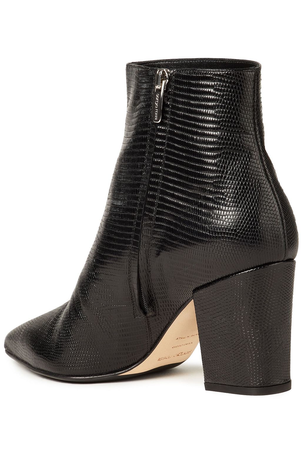 SERGIO ROSSI Lizard-effect leather ankle boots