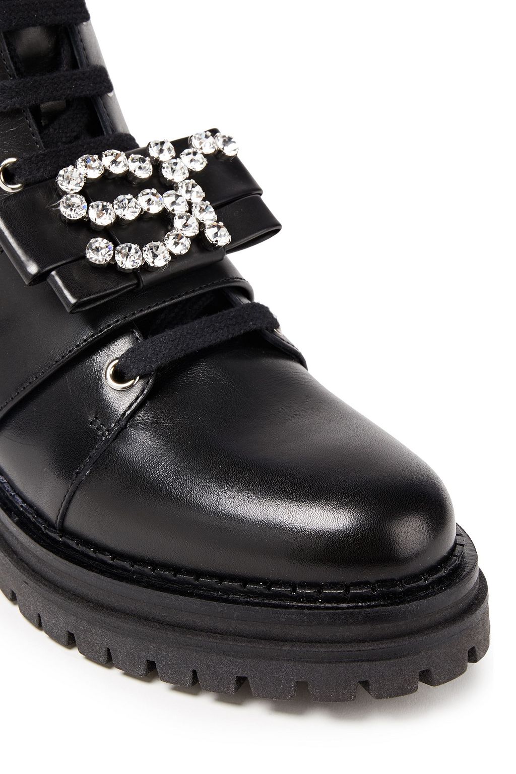 SERGIO ROSSI Crystal-embellished leather boots
