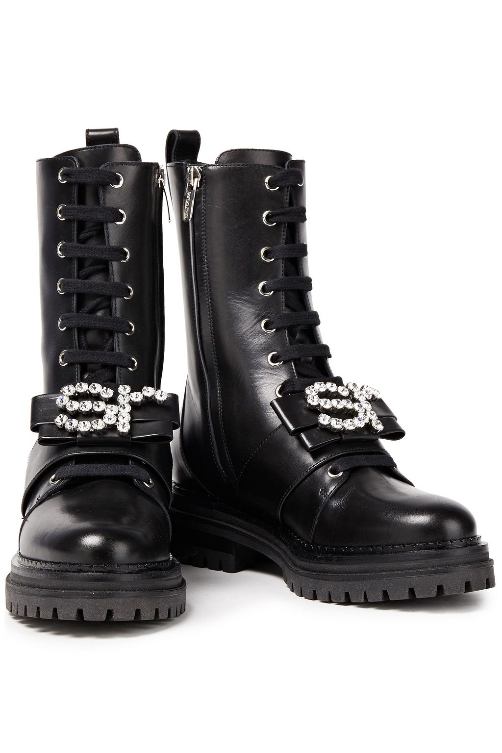 SERGIO ROSSI Crystal-embellished leather boots
