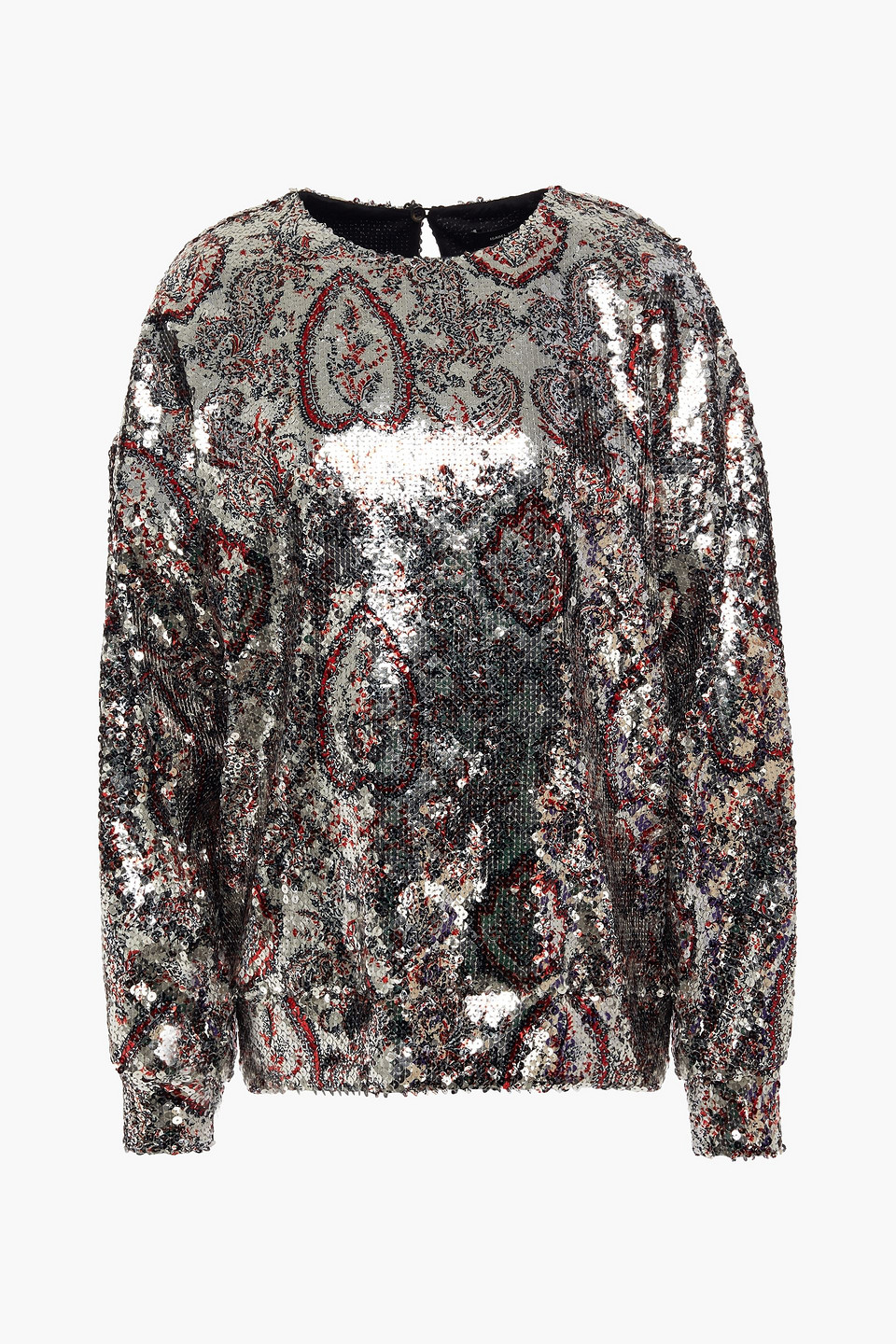 Olivio printed sequined tulle top