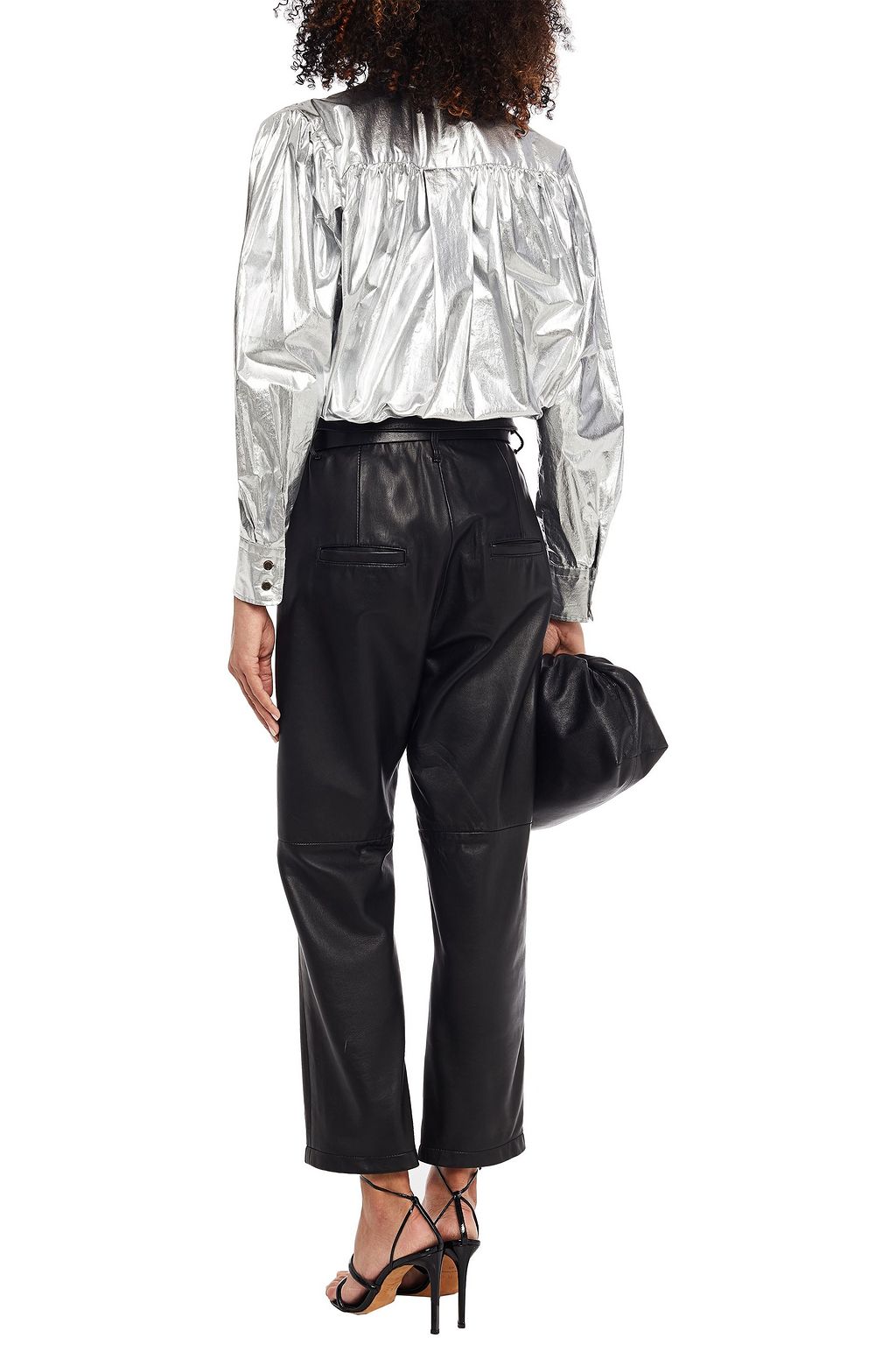 ISABEL MARANT Tessa pussy-bow cotton-lamé blouse