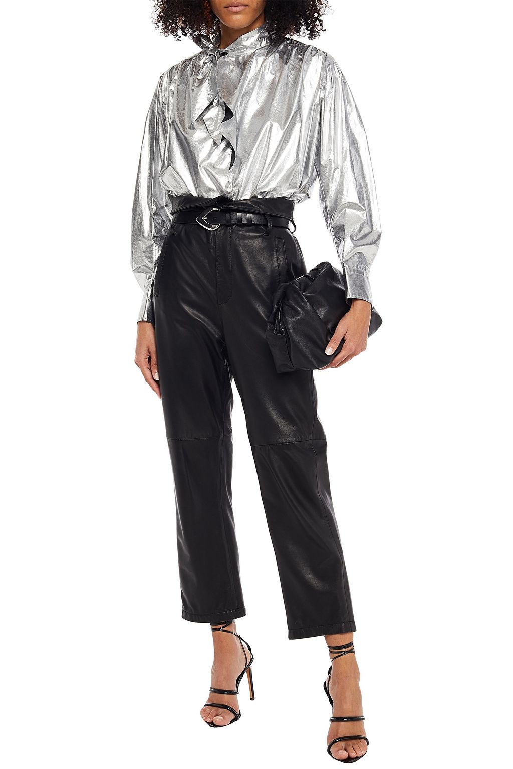 ISABEL MARANT Tessa pussy-bow cotton-lamé blouse