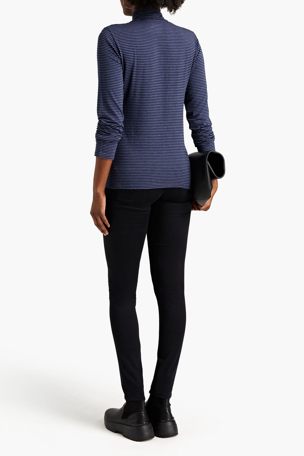 MAJESTIC FILATURES Striped jersey turtleneck top