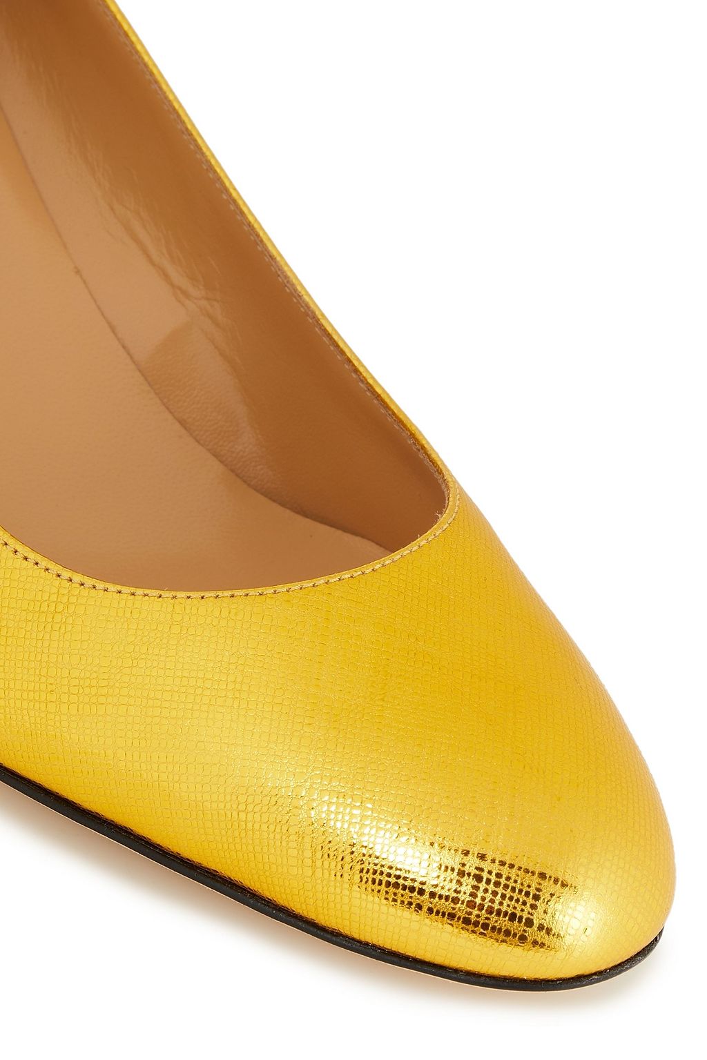 SERGIO ROSSI Metallic textured-leather pumps