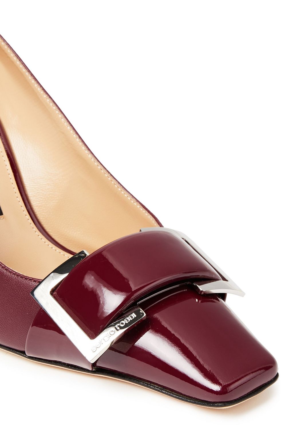 SERGIO ROSSI Vernice buckled smooth and patent-leather pumps