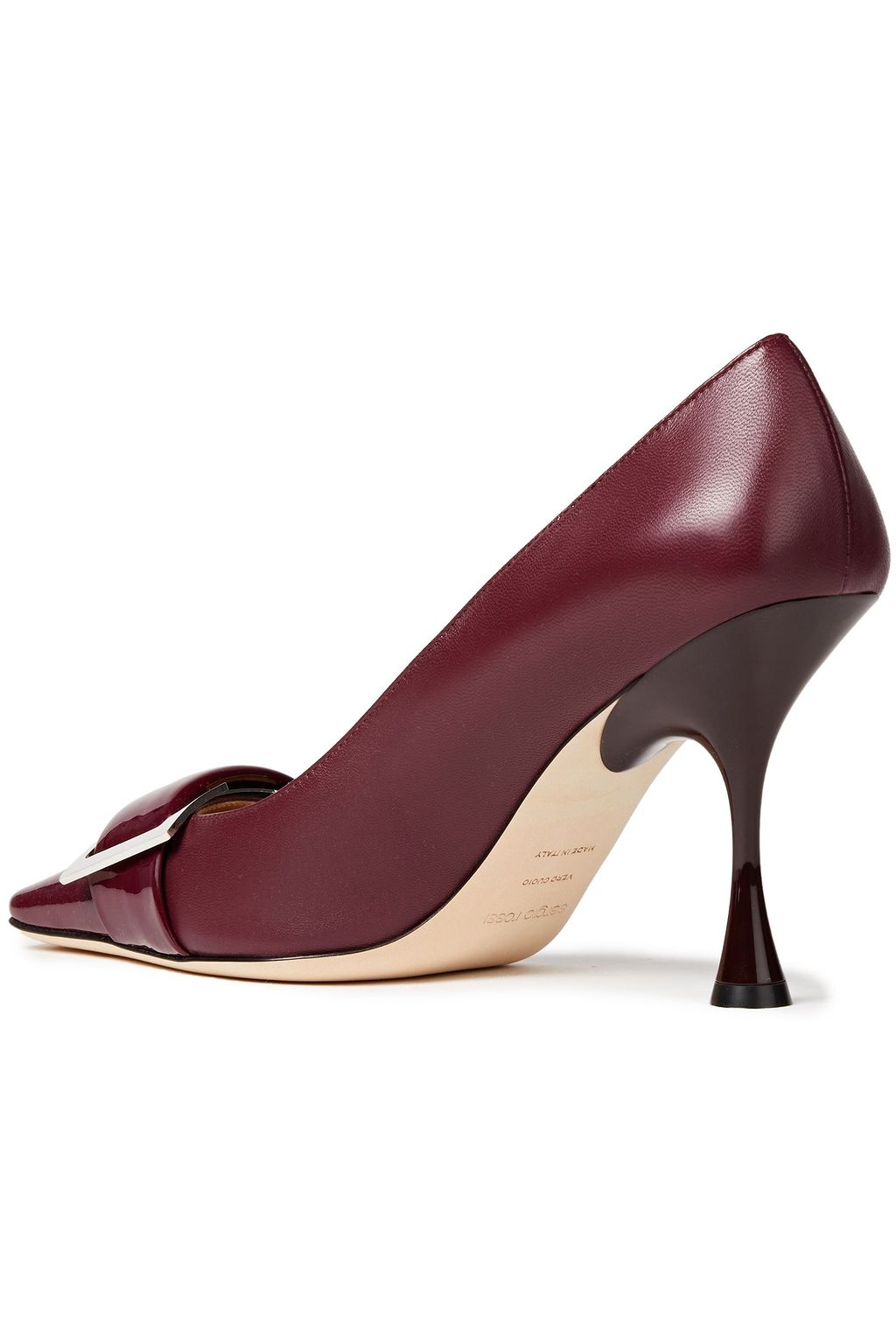 SERGIO ROSSI Vernice buckled smooth and patent-leather pumps