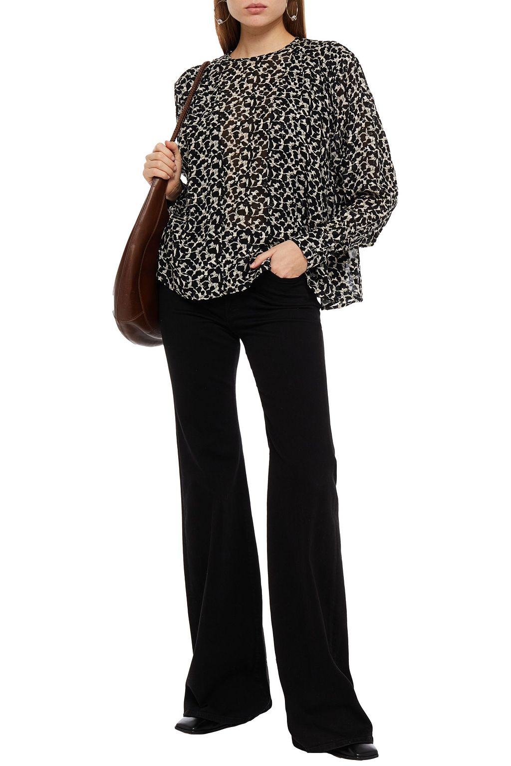ISABEL MARANT Midway printed fil coupé silk and Lurex-blend blouse
