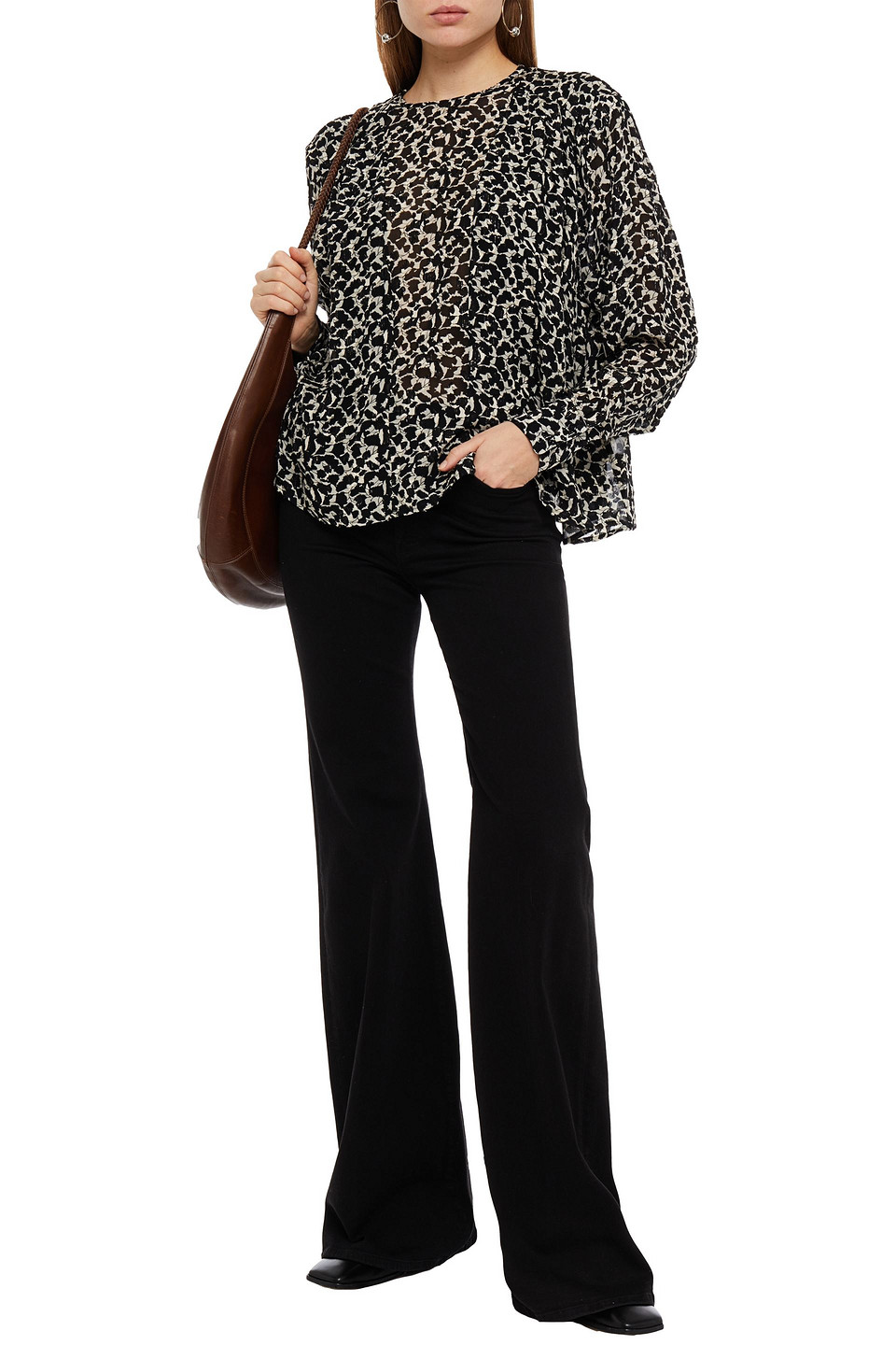 ISABEL MARANT MIDWAY PRINTED FIL COUPÉ SILK AND LUREX-BLEND BLOUSE