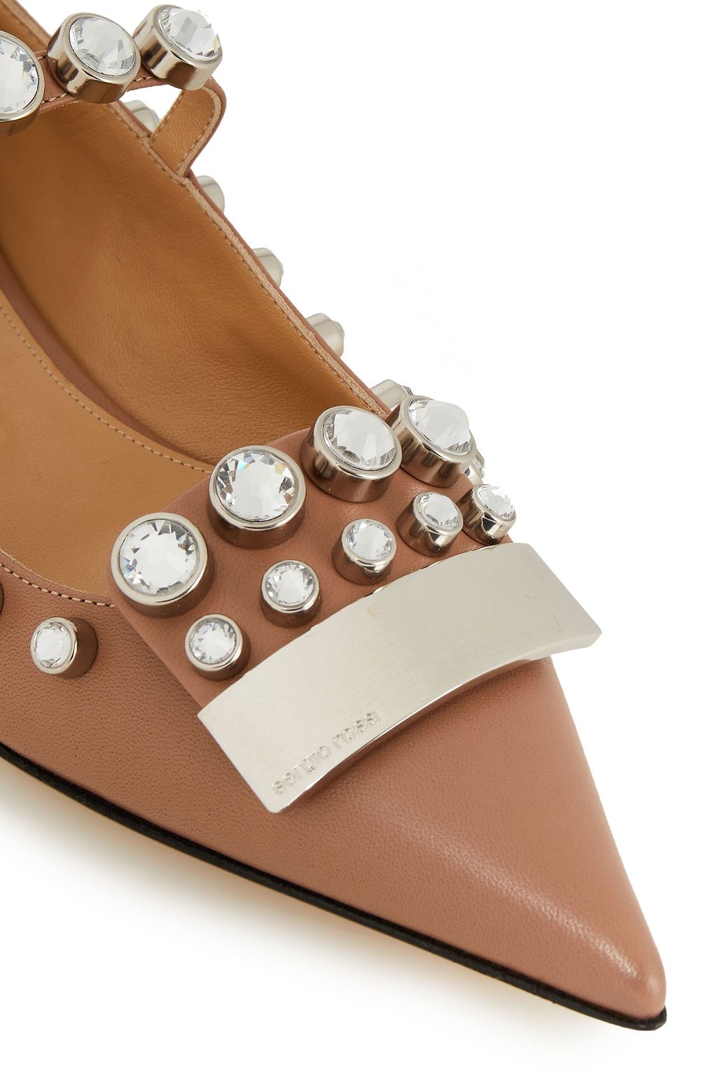 SERGIO ROSSI sr1 embellished leather point-toe flats