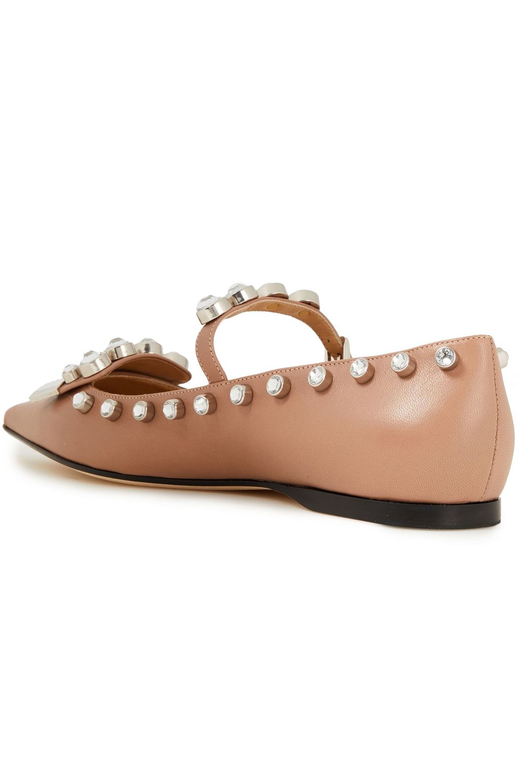 SERGIO ROSSI sr1 embellished leather point-toe flats | THE OUTNET