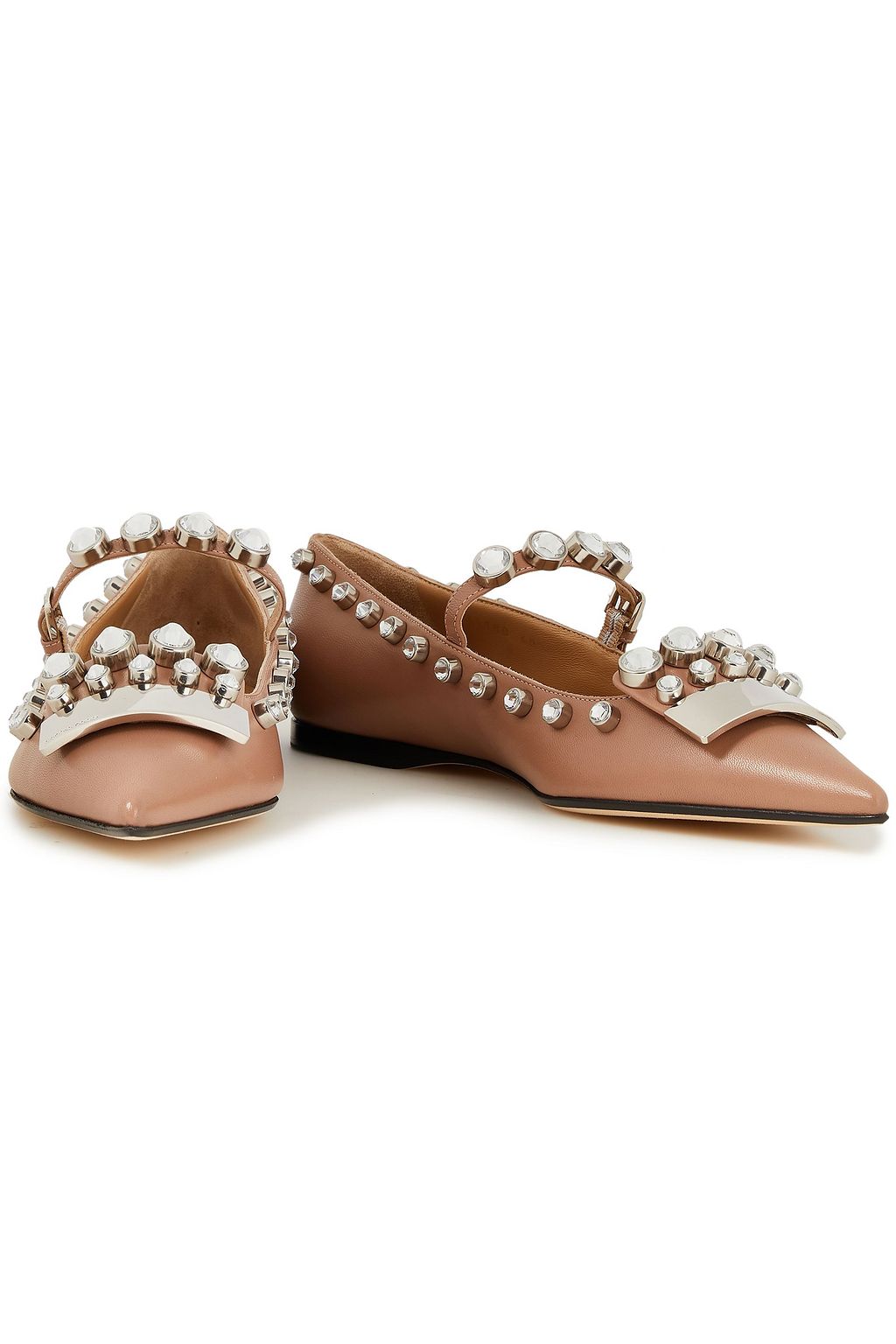 SERGIO ROSSI sr1 embellished leather point-toe flats