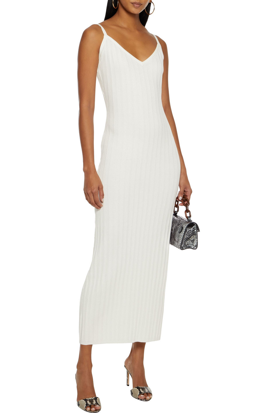 Ronny Kobo Simone Ribbed-knit Maxi Slip 